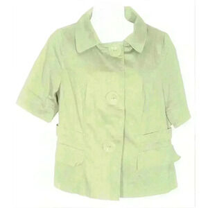 Lane Bryant top shirt jacket size 14 three button faux pockets belt beige